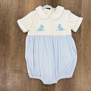 Cecil and Lou,Adorable Blue and White Striped Baby Romper